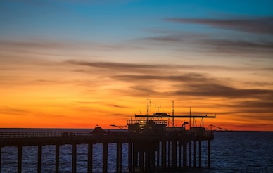 Scripps Pier in front of a sunset